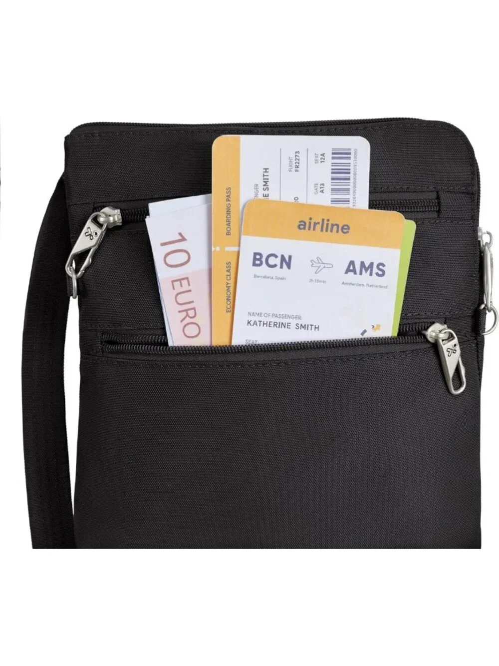 Anti-Theft Classic Slim Double Zip Crossbody Bag - Travel-Friendly & Stylish
